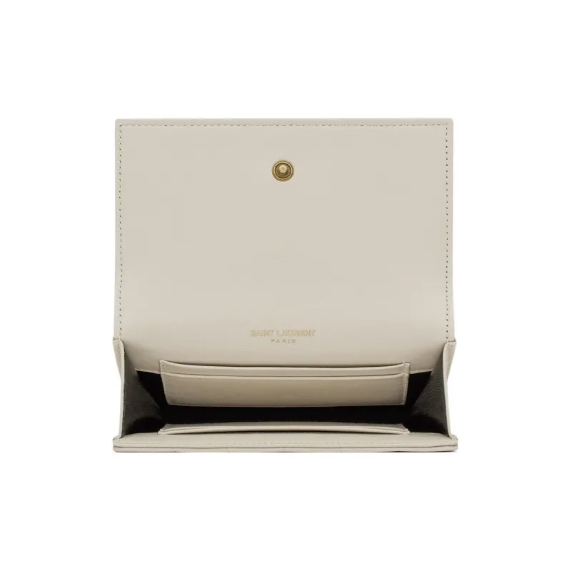 SAINT LAURENT CASSANDRE Lambskin Card Holder Wallet Small Size Women's White-3
