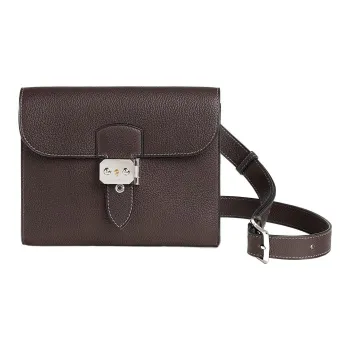 HERMES Sac A Depeches Barenia Faubourg Calfskin Courier Bag Crossbody Bag Shoulder Bag Men's 46 Ebene Ebony