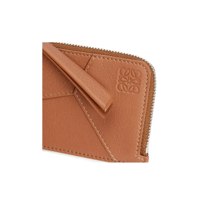 LOEWE Puzzle Cowhide Leather Card Holder Women's Tan-3