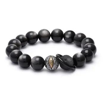 Cuud Silver Sheen Obsidian Bracelets Unisex