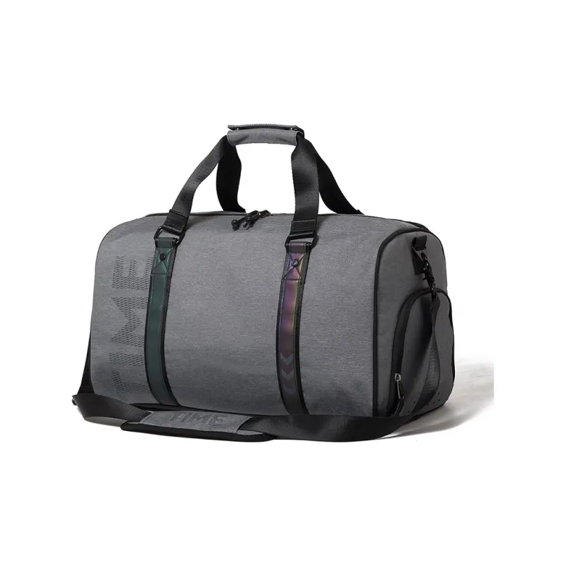 LOVERPUSS Polyester One Shoulder Gym Bag Large Size Unisex Gray Cool Black-1