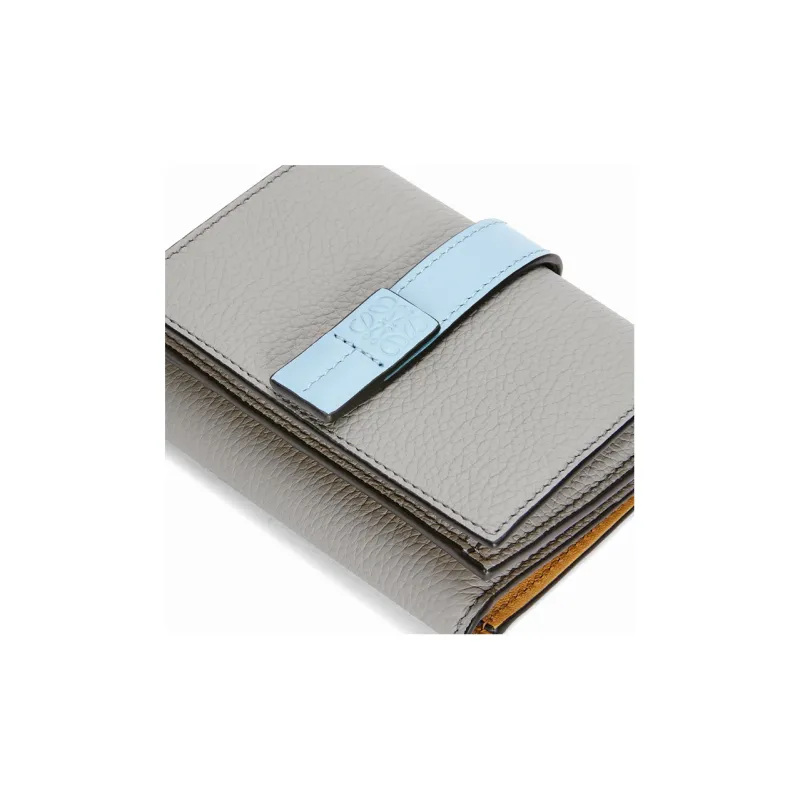 LOEWE Soft Grained Calfskin Card Holder Wallet Women's Gray/Blue-5