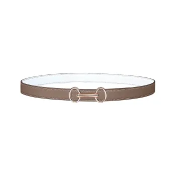 HERMES Double-Sided Cut-Out Decoration Smooth Buckle Leather Belts Women's Light Brown Width: 2.4cm
