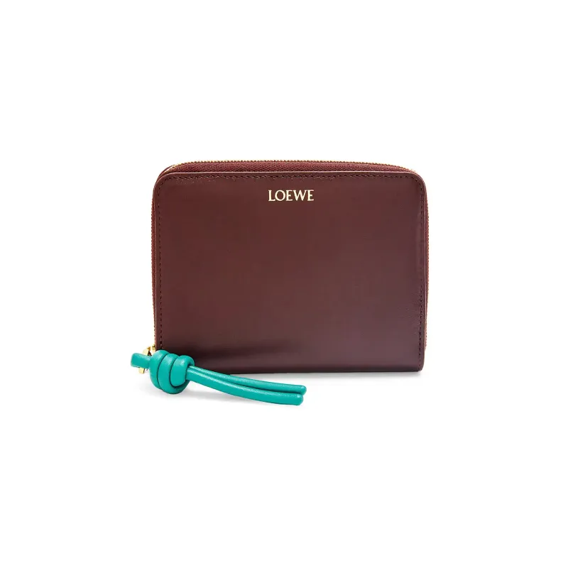 LOEWE Bright Nappa Cow Leather Wallet Women's Burgundy/Emeralds-0