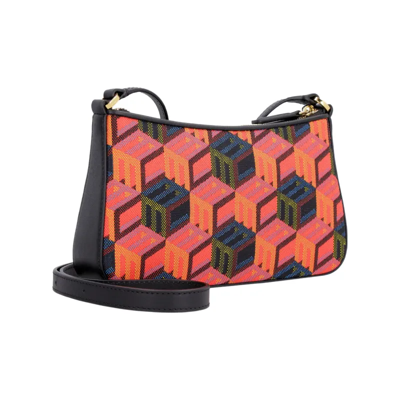 MCM Cowhide Patchwork Jacquard Fabric Shoulder Bag, Crossbody Bag Mini Women's Red-2