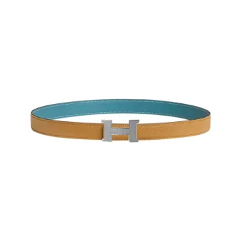 HERMES Calfskin Double Sided Leather Belts Women's Brown Width 24mm