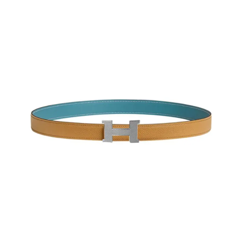 HERMES Constance Calfskin Double Sided Leather Belts Women's Brown Width 24mm-0