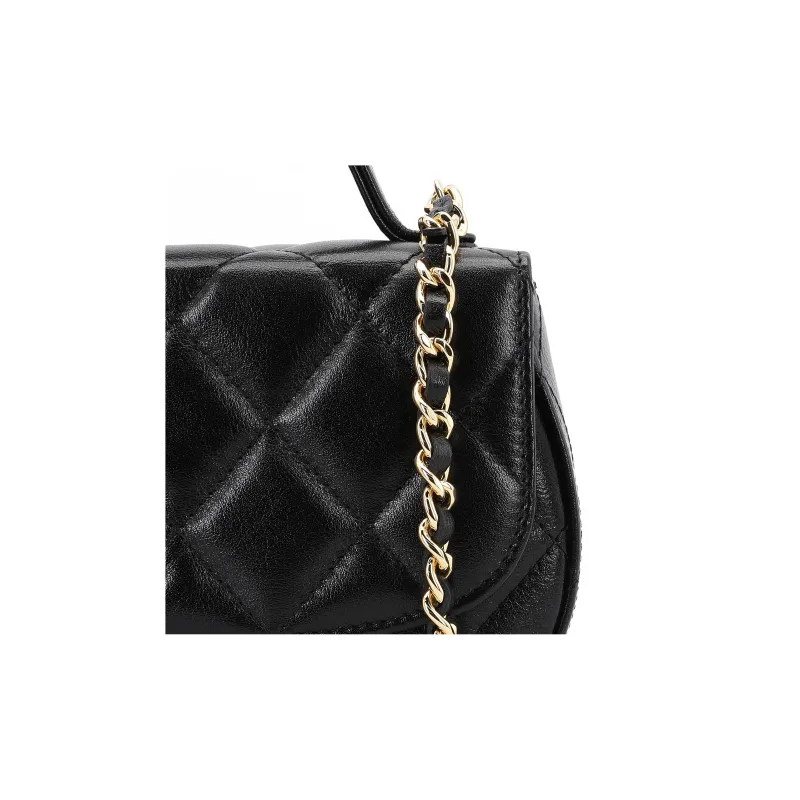 CHANEL Calfskin Messenger Bag, Crossbody Bag, Shoulder Bag Women's Black-6