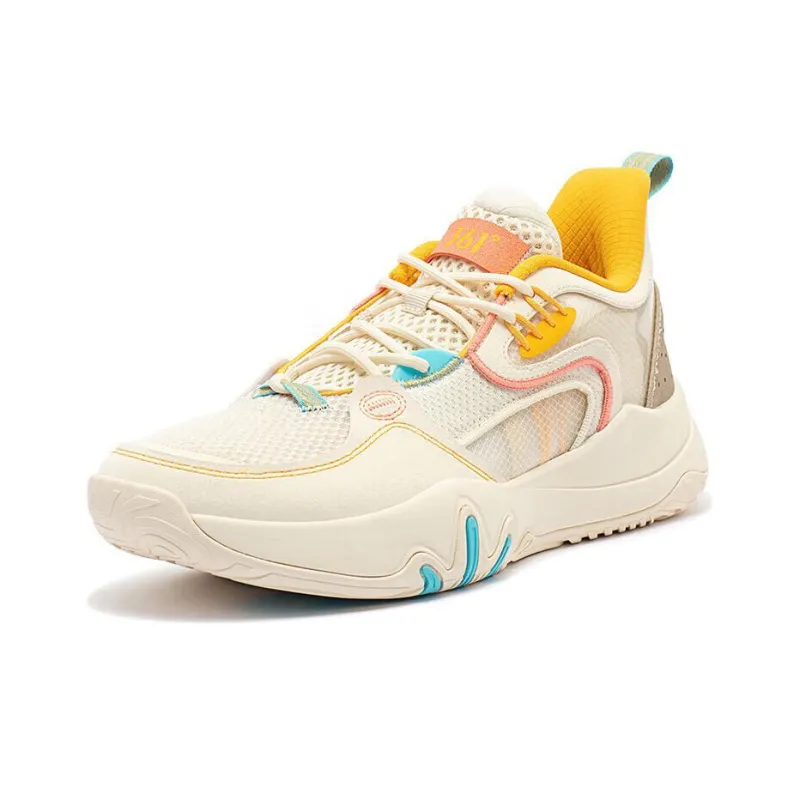 361° LAVA Series LAVA Durable Cushioning Low Top Basketball Shoes Men's Beige Yellow-1