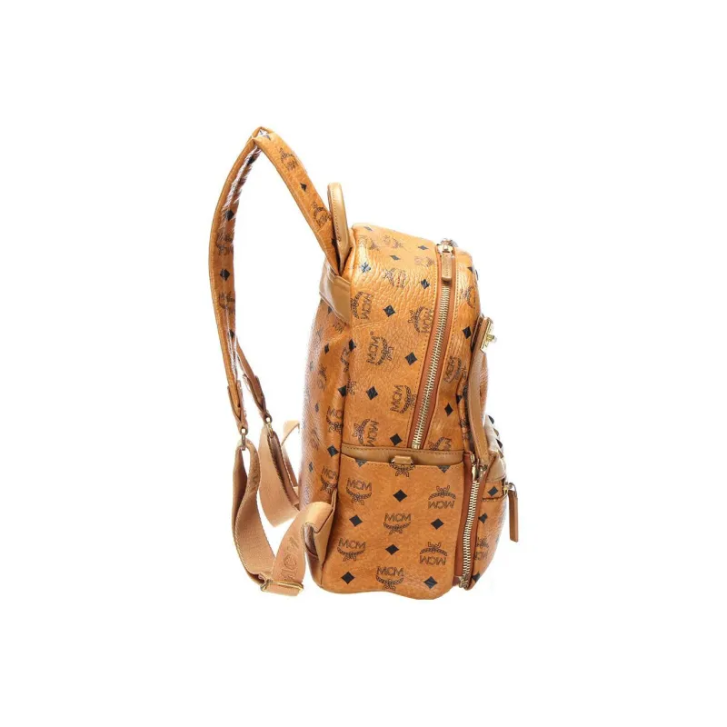 MCM Stark Visetos Coated Canvas Clutch Backpack Medium Size Unisex Brown Cognac-2