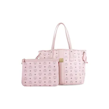 MCM Liz Visetos Coated Canvas Combo Bag, Tote Bag, Shopping Bag, Handbag, Shoulder Bag Women's Cherry Blossom Pink