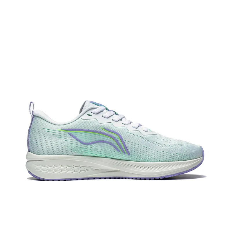LiNing Red Hare 6 Anti Slip Wear Resistant Low Top Sprint Running Shoes Women's White Green Purple-1
