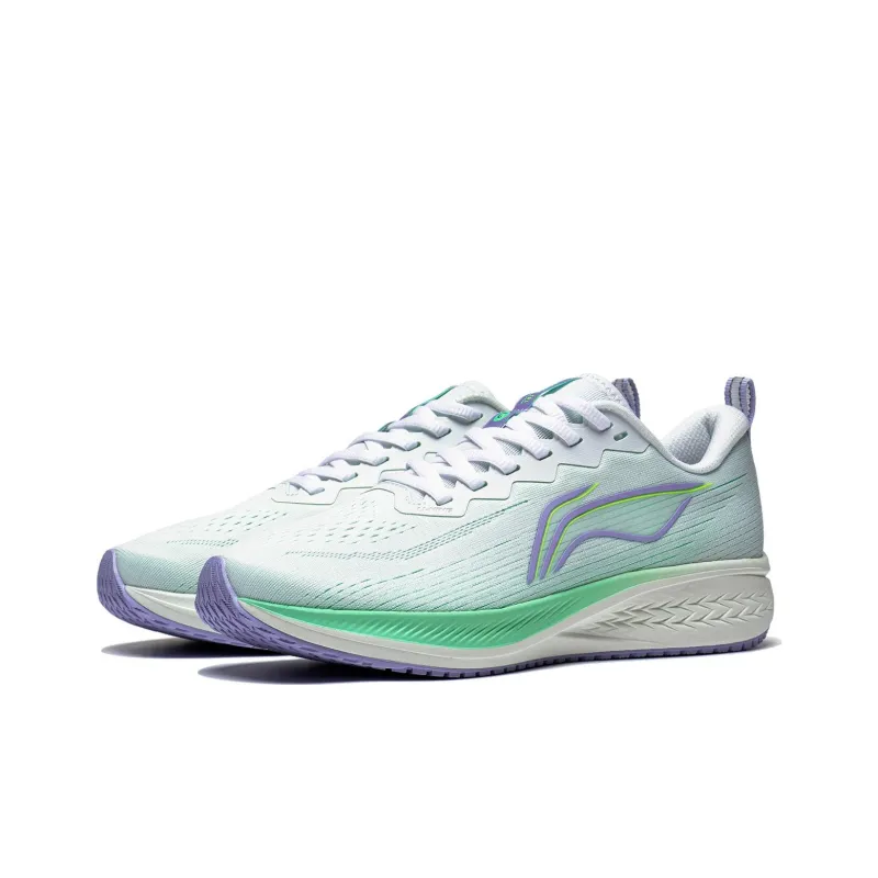LiNing Red Hare 6 Anti Slip Wear Resistant Low Top Sprint Running Shoes Women's White Green Purple-2