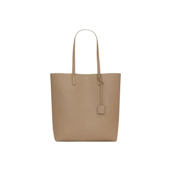 SAINT LAURENT Leather Tote Bag, Shopping Bag, Handbag Regular Women's Gray Brown