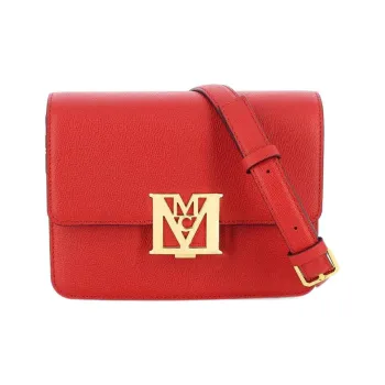 MCM Cow Leather Baguette Bag Shoulder Bag Small Size Women's Red