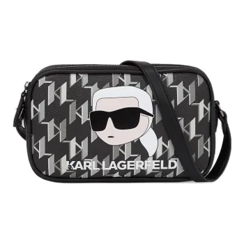 KARL LAGERFELD K/Ikonik Polyurethane Camera Bag Shoulder Bag Crossbody Bag Small Size Women's Black