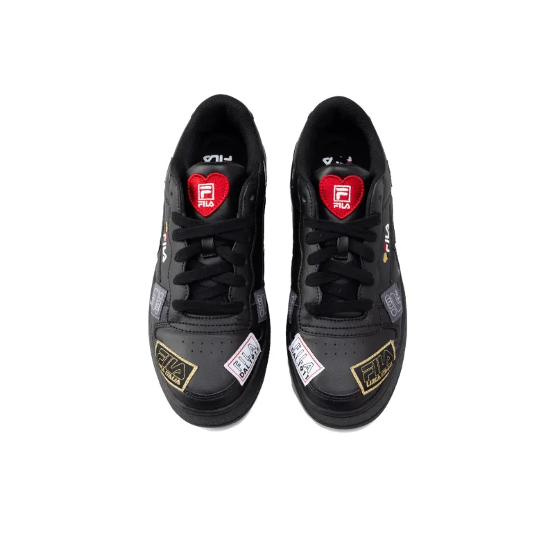 FILA FX-115 Heart Collage Anti-Slip Wear-Resistant Low-Top Skateboard Shoes Women's Black White Red-3