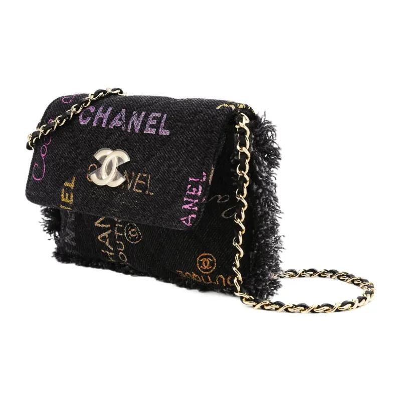 CHANEL Denim Flap Bag, Shoulder Bag, Crossbody Bag Women's Black-1