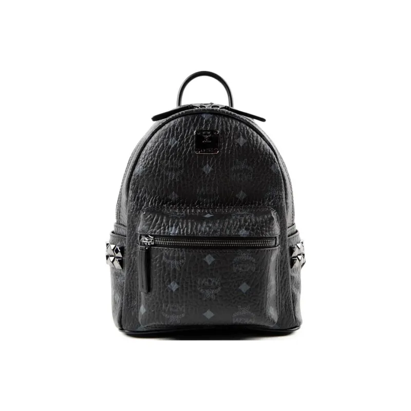 MCM Stark Backpack Visetos Side Studs Mini Black-0