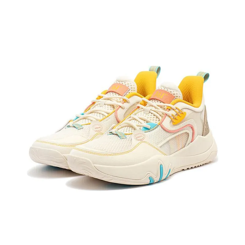 361° LAVA Series LAVA Durable Cushioning Low Top Basketball Shoes Men's Beige Yellow-2