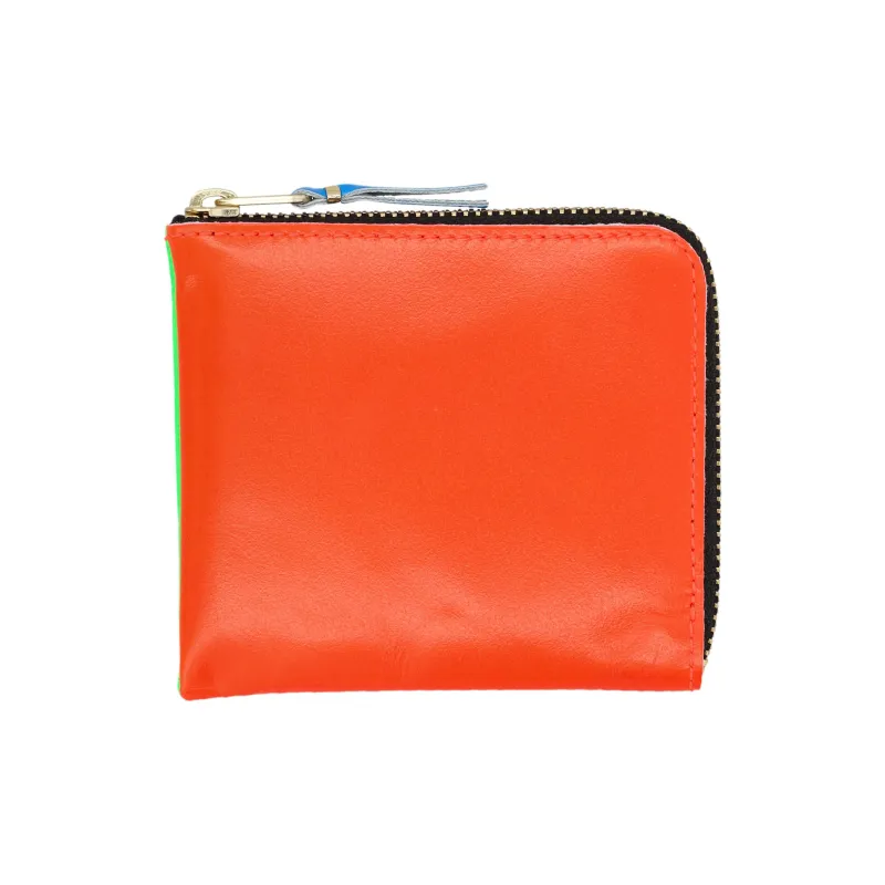CDG Cow Leather Coin Purses Wallets Small Size Unisex Green/Orange-1