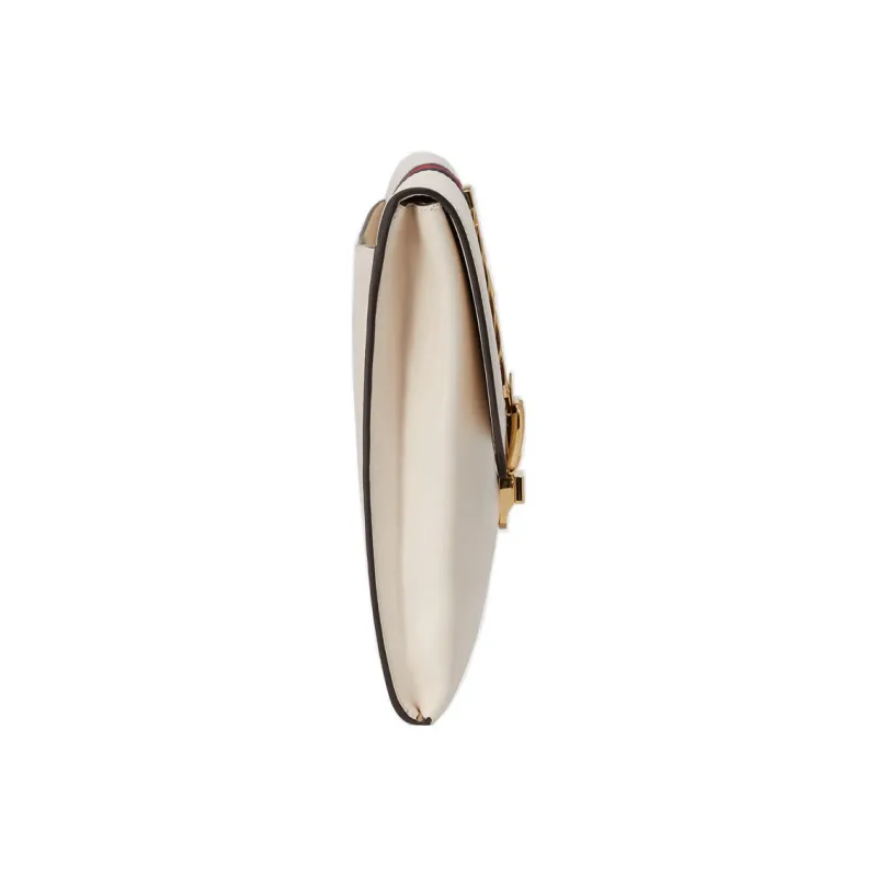 GUCCI Sylvie Leather Clutch Regular Women's White-3