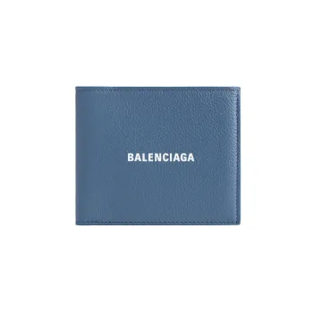 Balenciaga Cash Square Grained Calfskin Wallet Men's Blue