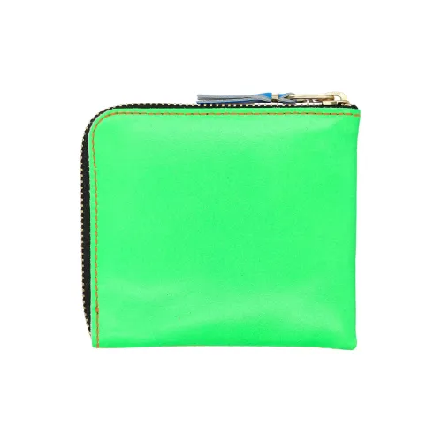 CDG Cow Leather Coin Purses Wallets Small Size Unisex Green/Orange