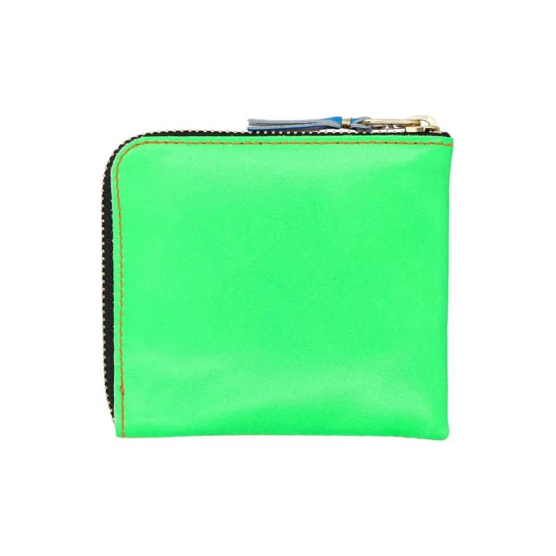 CDG Cow Leather Coin Purses Wallets Small Size Unisex Green/Orange-0