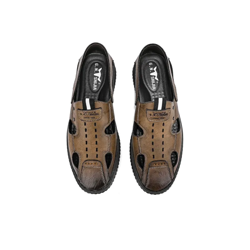 G.N.SHIJIA Casual Shoes Men Low Top Black/Dark Brown-3