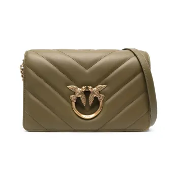 PINKO Sheepskin Crossbody Bag, Shoulder Bag Women's Olive Green