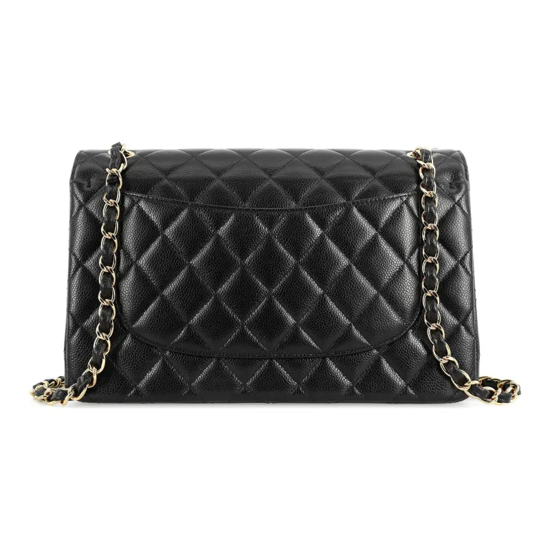 CHANEL Classic Flap CF Cow Leather And Gold Metal Flap Bag, Crossbody Bag, Shoulder Bag Tubas Women's Black-2