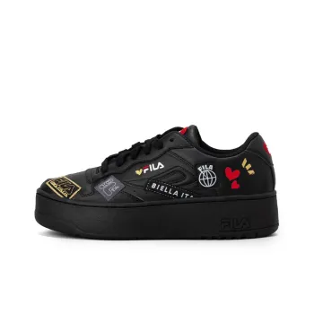 FILA FX-115 Heart Collage Anti-Slip Wear-Resistant Low-Top Skateboard Shoes Women's Black White Red