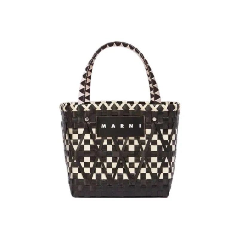 MARNI Polypropylene Cow Leather Basket Bag, Tote Bag, Shopping Bag, Handbag Regular Women's Black-1