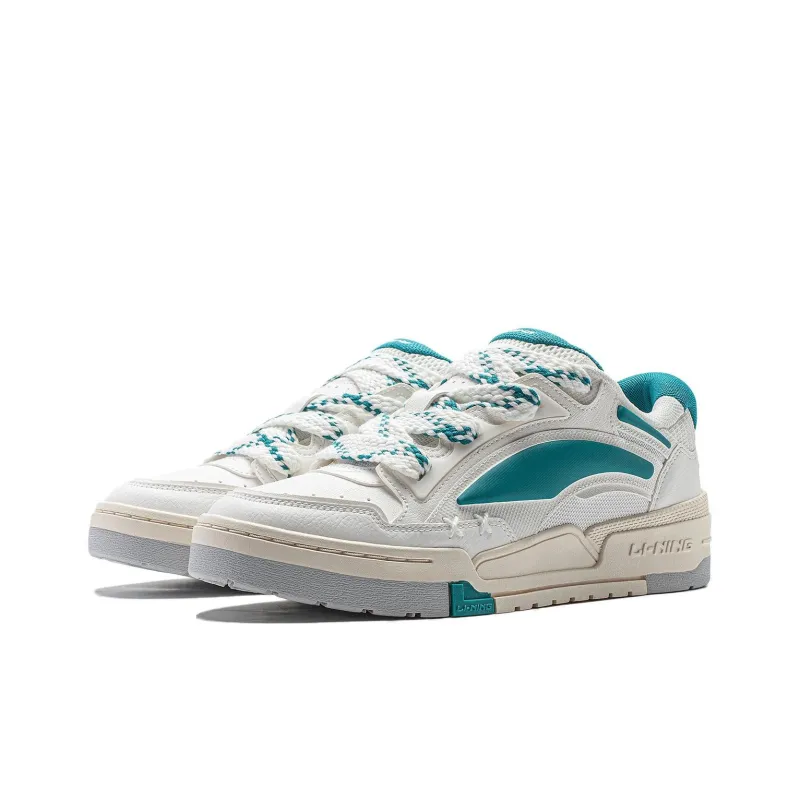 LiNing Journey V2 Anti Slip And Wear Resistant Lightweight Low Top Skateboard Shoes Men's White Turquoise-2