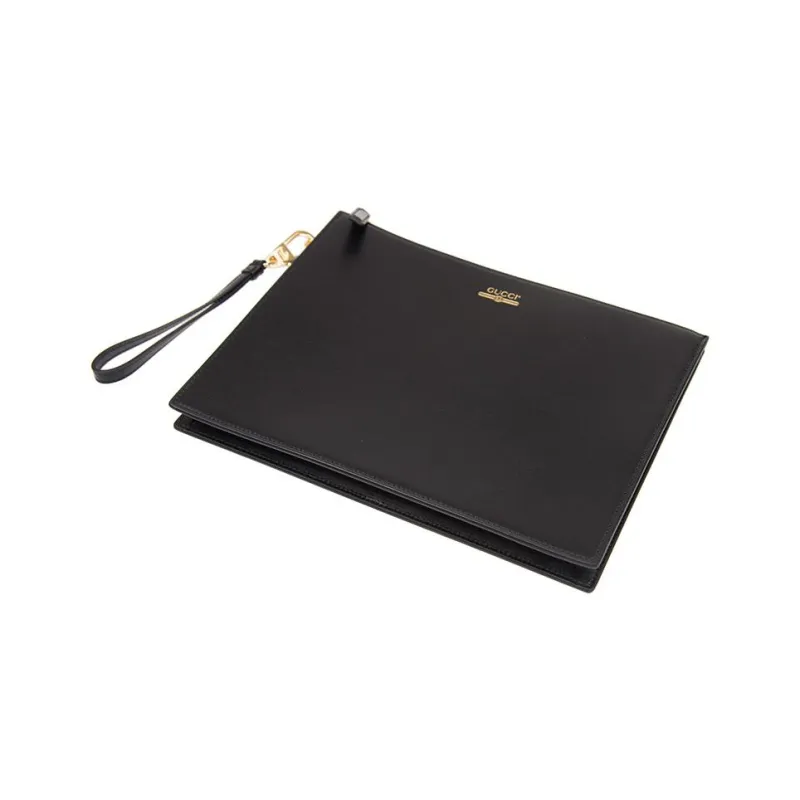 GUCCI Cow Leather Clutch Regular Men's Black-3