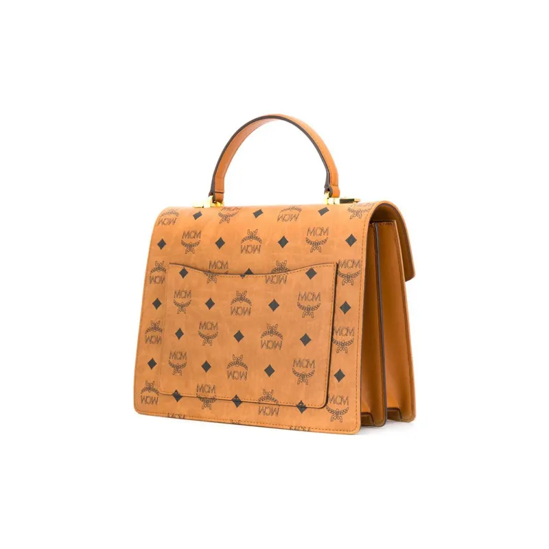 MCM Coated Canvas Handbag Women's Brown Cognac-3