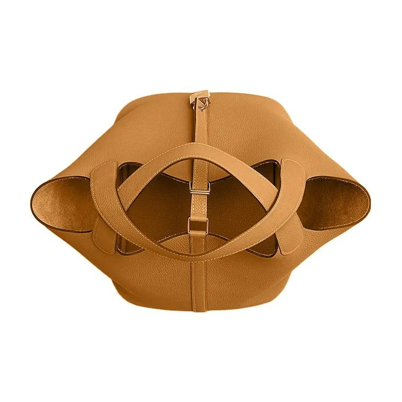 HERMES Taurillon Maurice Calfskin Basket Bag Handbag Bucket Bag 22 Women's 2S Sesame Sesame-Colored-3