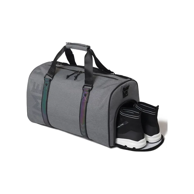 LOVERPUSS Polyester One Shoulder Gym Bag Large Size Unisex Gray Cool Black-3