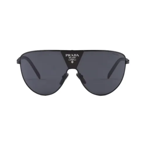 PRADA Metal Irregular Shape Sunglasses Men's Black