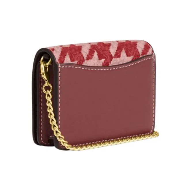 COACH Canvas With Leather Square Bag Wallet Mini Women's Red-2