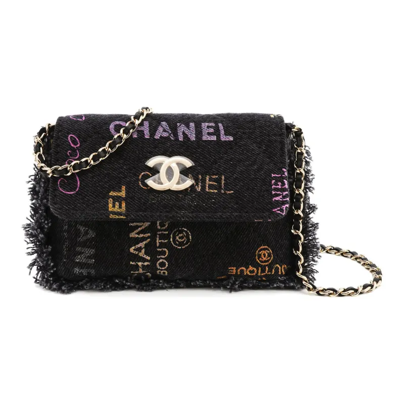 CHANEL Denim Flap Bag, Shoulder Bag, Crossbody Bag Women's Black-0