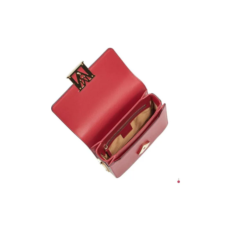 MCM Cow Leather Baguette Bag Shoulder Bag Small Size Women's Red-3