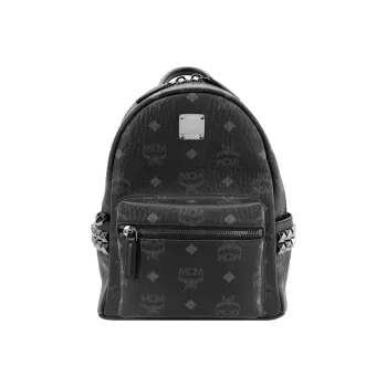 MCM Stark Visetos PVC Backpack Women's Black