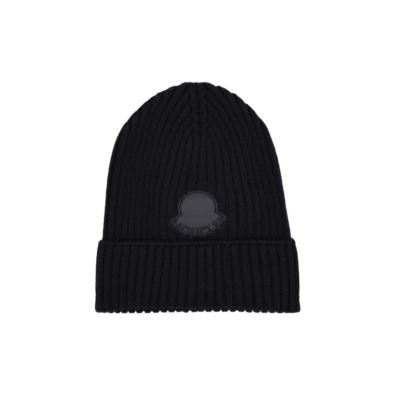 Moncler Logo patch Ribbed knit Beanie-0