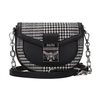MCM Patricia Visetos Fabric With Leather Sling Bag, One Shoulder, Crossbody, Fanny Pack Mini Women's Black White