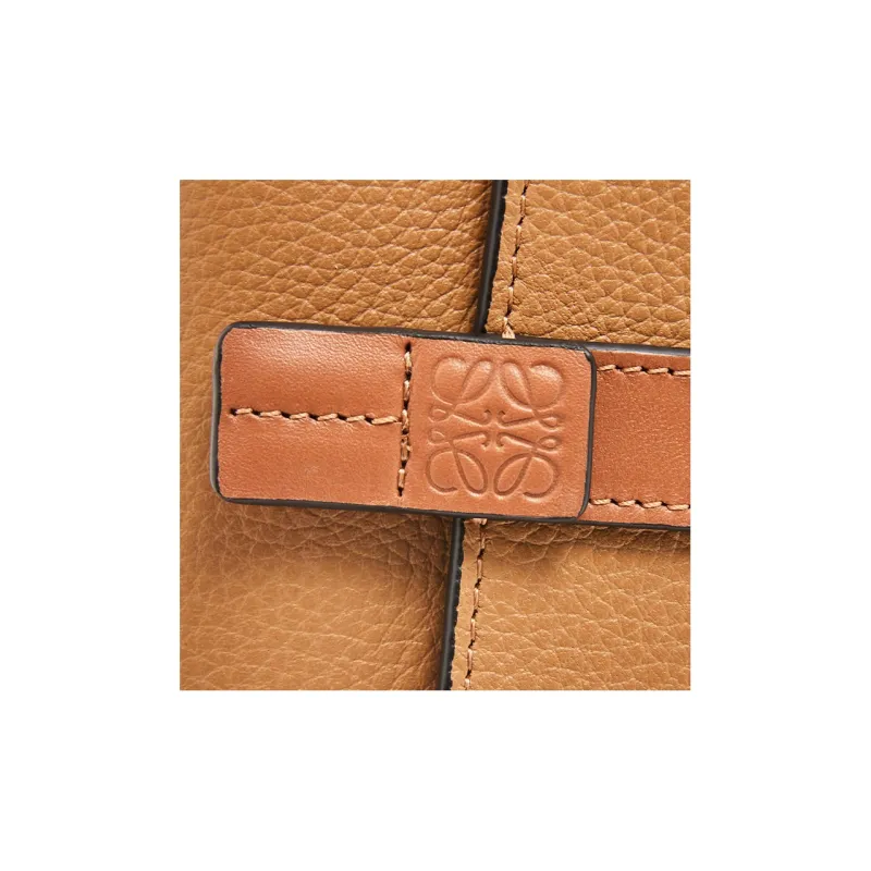 LOEWE Grain Cow Leather Wallet Small Size Women's Toffee/Tan-4