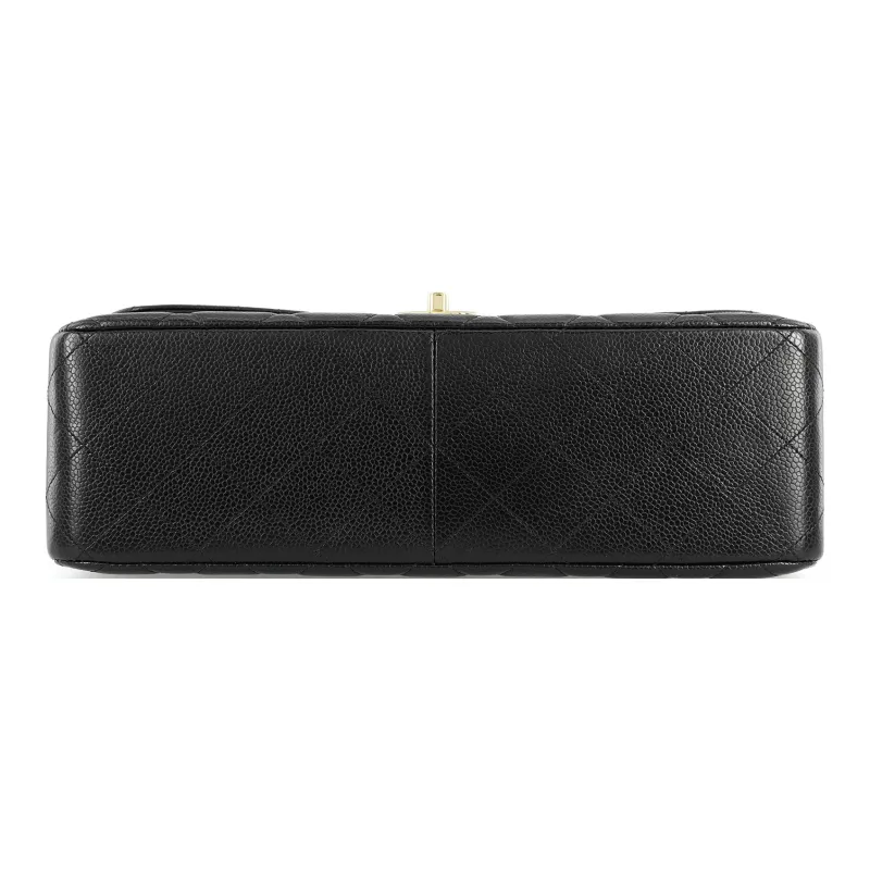 CHANEL Classic Flap CF Cow Leather And Gold Metal Flap Bag, Crossbody Bag, Shoulder Bag Tubas Women's Black-3