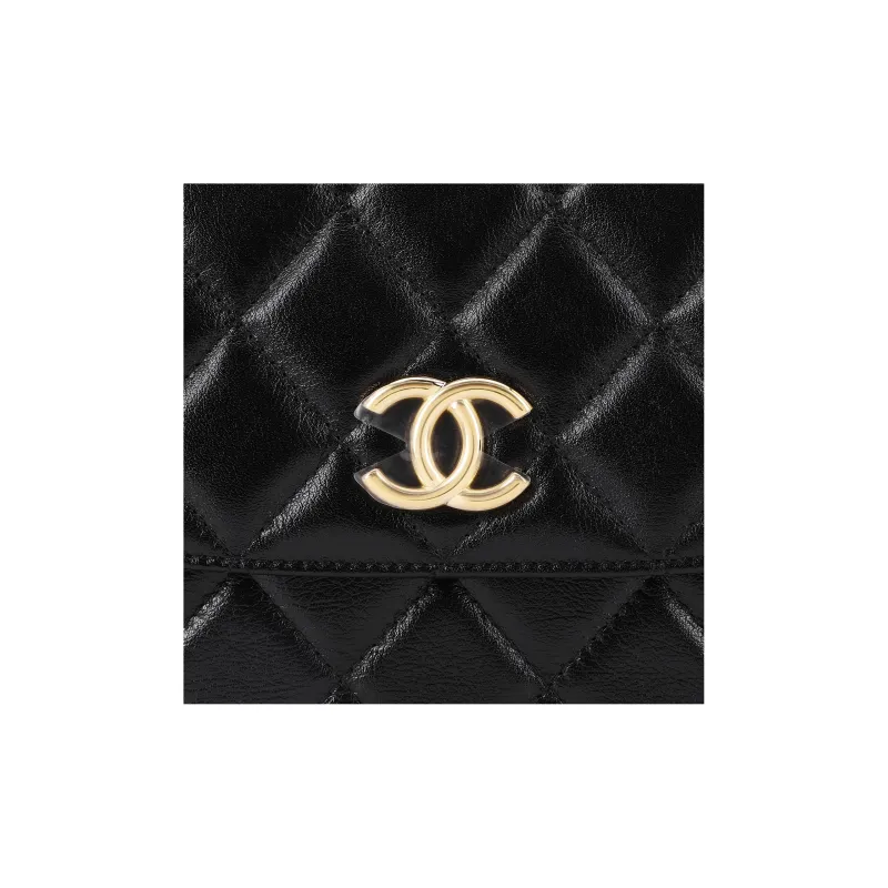 CHANEL Calfskin Messenger Bag, Crossbody Bag, Shoulder Bag Women's Black-5
