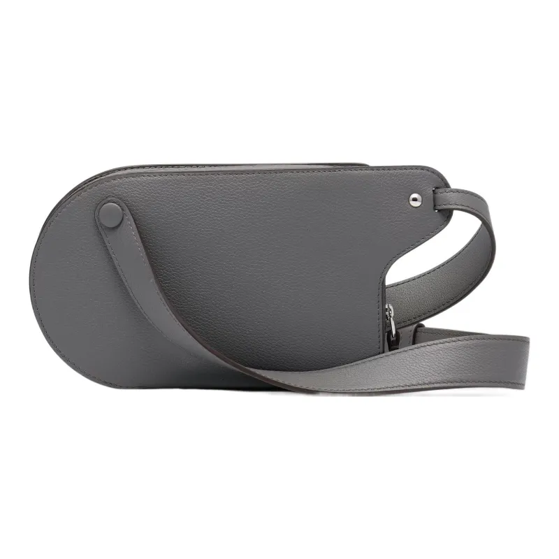 Delvau Pin Textured Calfskin Shoulder Bag Crossbody Bag Regular Unisex Gray-2
